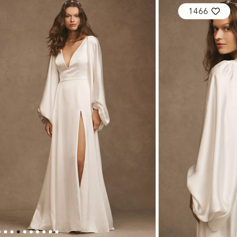 Willowby by Watters Sorvette Long-Sleeve Satin Wedding Gown - size 12